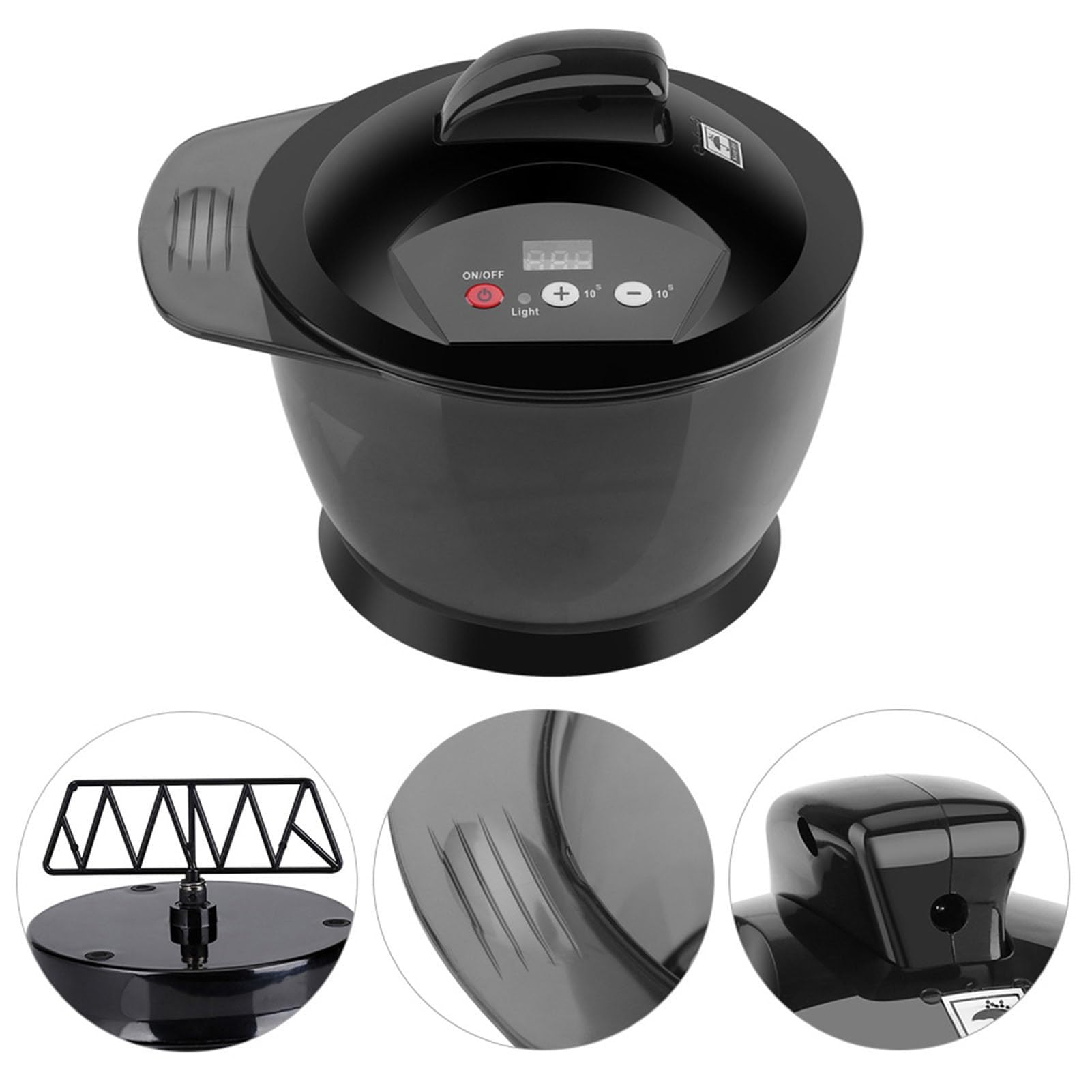 Bol de Mélange de Couleur de Cheveux, Mélangeur Automatique, Bol de Mélange électrique, Rechargeable par USB, Affichage de L'heure LCD, Salon de Coiffure, Usage Domestique,