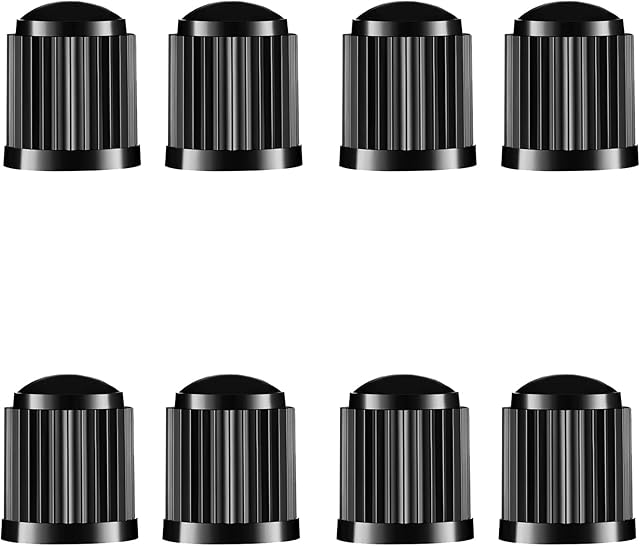 8 Pack Dust Caps for Car Tyres,Dust Caps,Tyre Valve Caps with O Rubber Ring,Plastic Tyre Caps For SUV, Motorbike, Trucks, Bike, Bicycle, Black