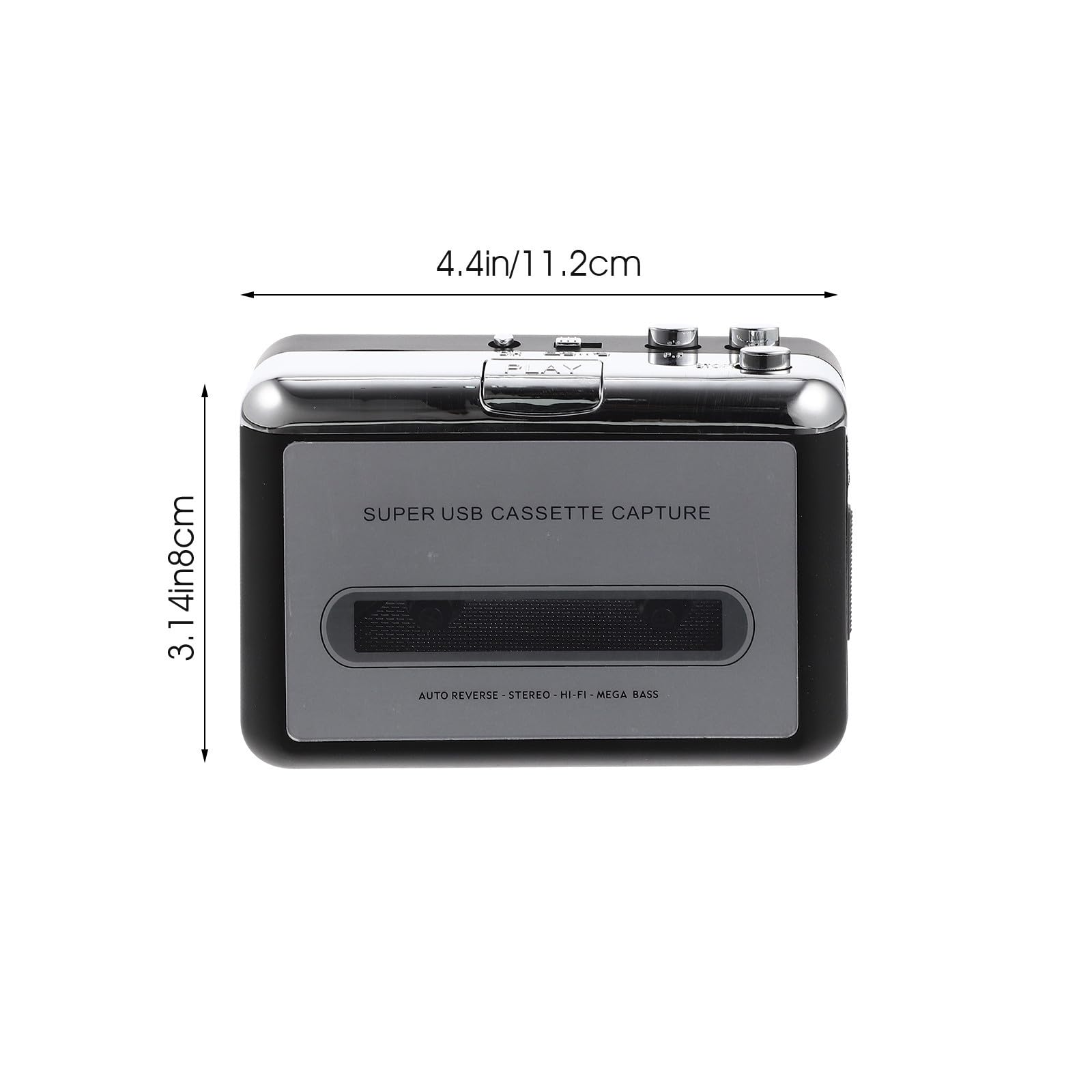 Convertitore Cassette USB Portatile Argento Design Compatto in Metallo e Plastica, Software per Conversione Cassette in Mp3 per Ascolto e Digitalizzazione Audio