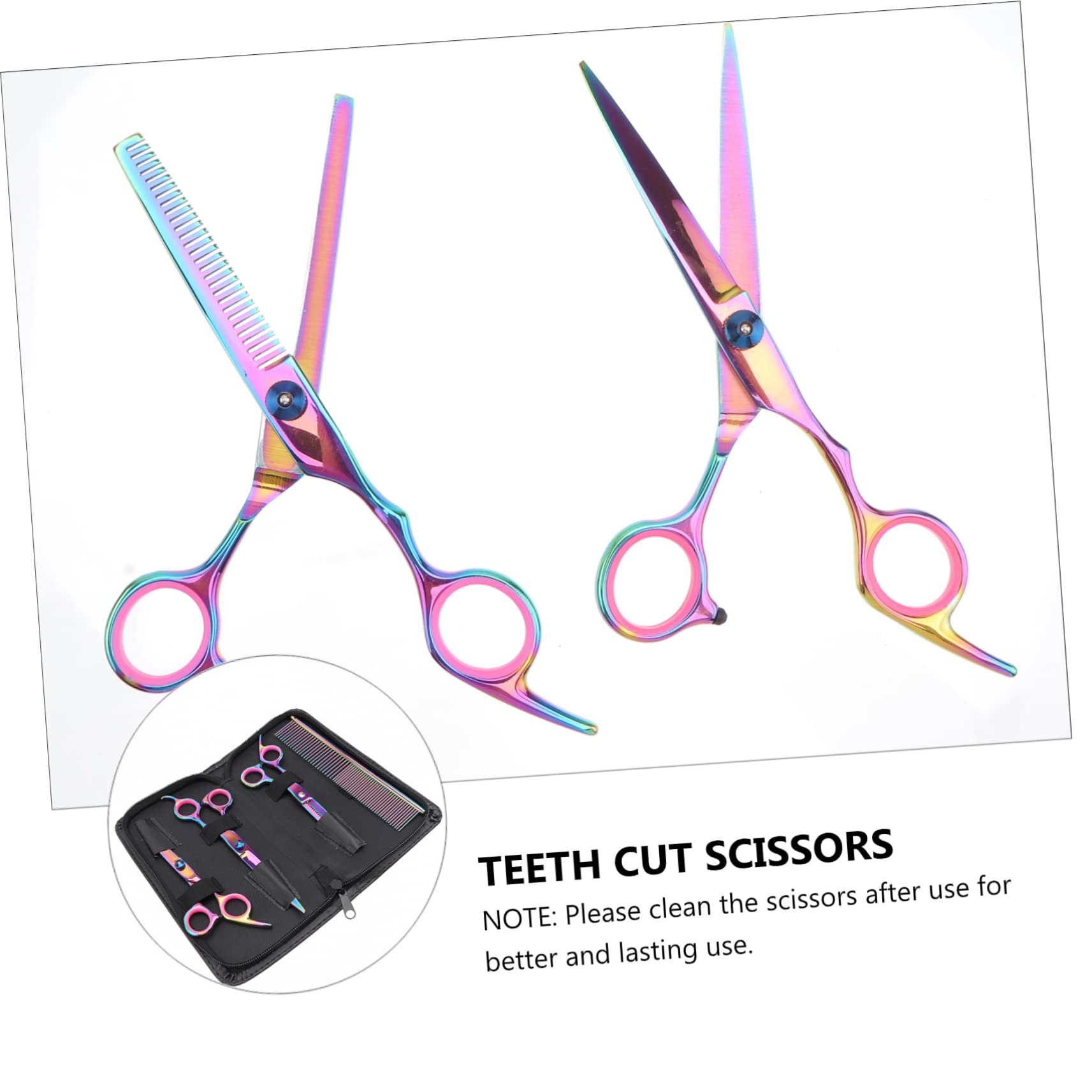 Set Forbici da Parrucchiere in Acciaio Inox 4 Pezzi | Denti Taglio e Taglio Piatto, per Casa e Salone Professionale, Adatto a Chioma e Animali Domestici