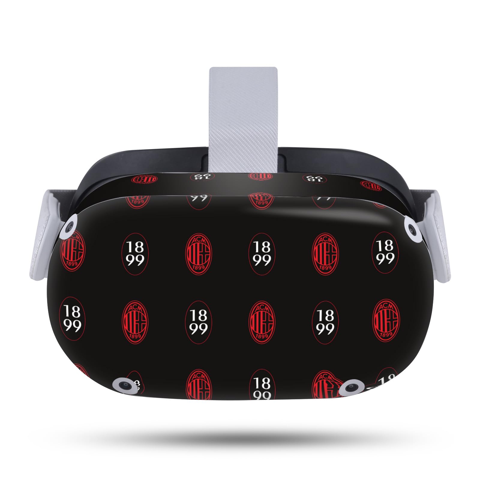Head Case Designs Officially Licensed AC Milan Pattern Logo Art Vinyl Sticker Skin Decal Cover Compatible with Meta Quest 2
