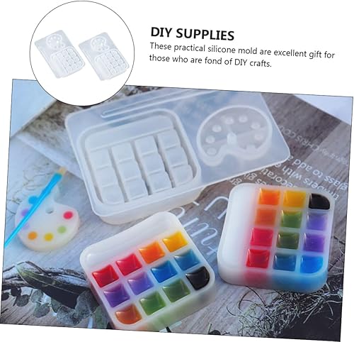 Miniatura 5 de COHEALI 2 unids caja paleta plantilla bandeja de cristal molde de arcilla moldes de resina silicona lápiz labial resina epoxi bandeja de resina de