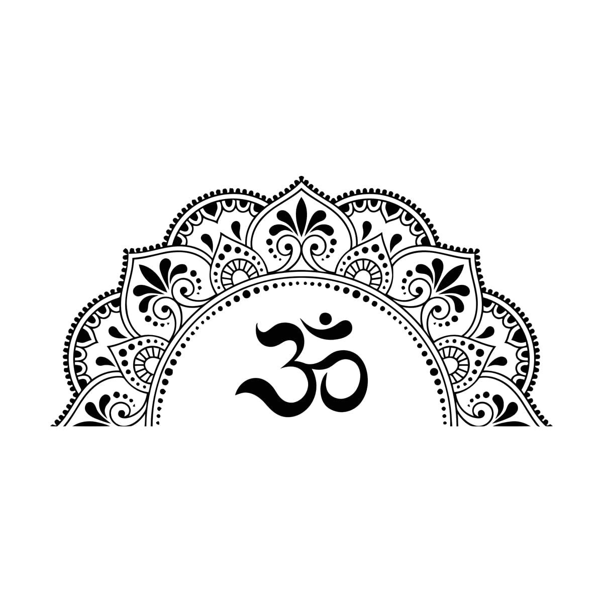 Zooan Vinyl Art Stickers Zz1465 Wall Decals Paster Paper Buddhism Mandala Mantra Yoga Studio Om 28X54.4cm Waterproof Small Black