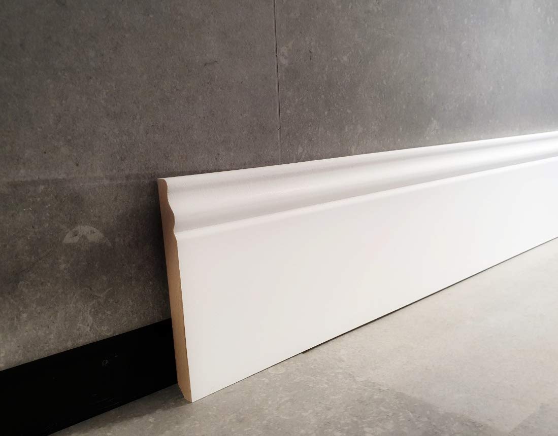 MadeInNature, Zócalo de medio moldeado de estilo Luis XV prepintado blanco de muy alta calidad, diferentes dimensiones, fabricación francesa (largo. 2 m Altura: 15 cm, 18 ml)