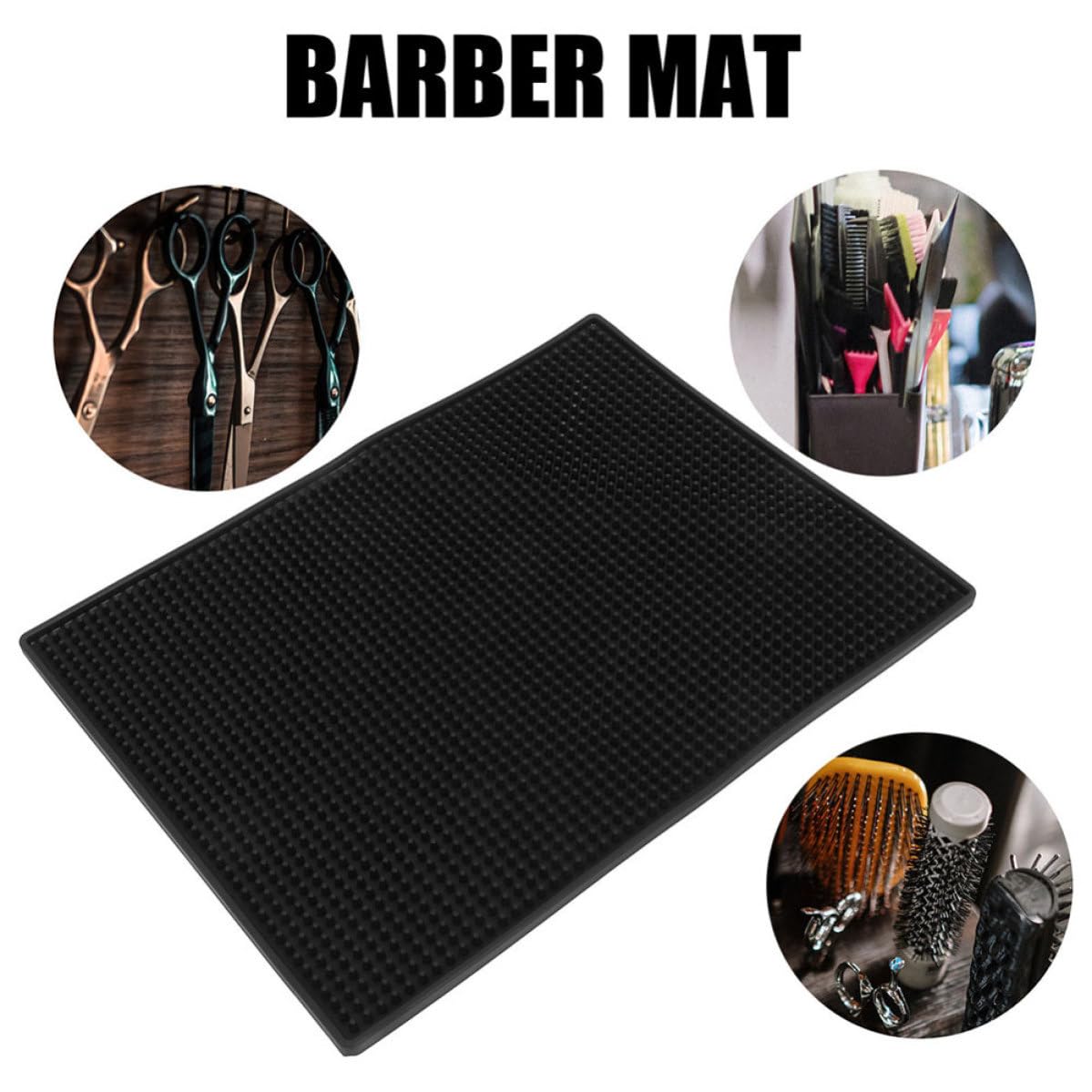 Abaodam Tappetino Organizza Parrucchiere Attrezzi per e Antiscivolo in da Pvc Nero 20x30x0,8cm Protegge Barbiere Strumenti da Salone e Uso Domestico