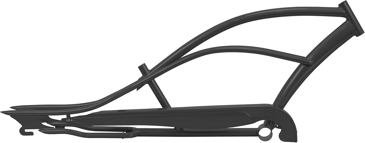MICARGI Mustang Stretch Cruiser Bike Frame,26-in Steel Frame with Bike Chain Suitable for Lowrider Bike, Chopper Bike, and Electric Bike Conversion (Matte Black)