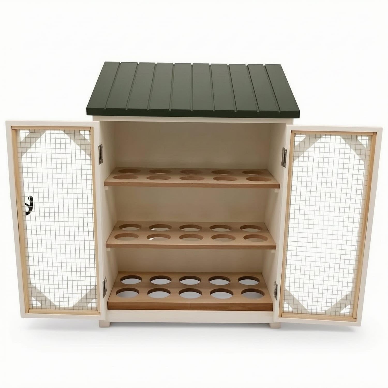 Farmhouse Egg Cabinet with Mesh Doors Rustic Egg Holder with Wire Mesh Window Ventilated Wooden for Home Cooks, Bakers, Kitchen, Pantry, Egg Storage Cabinet-image-23