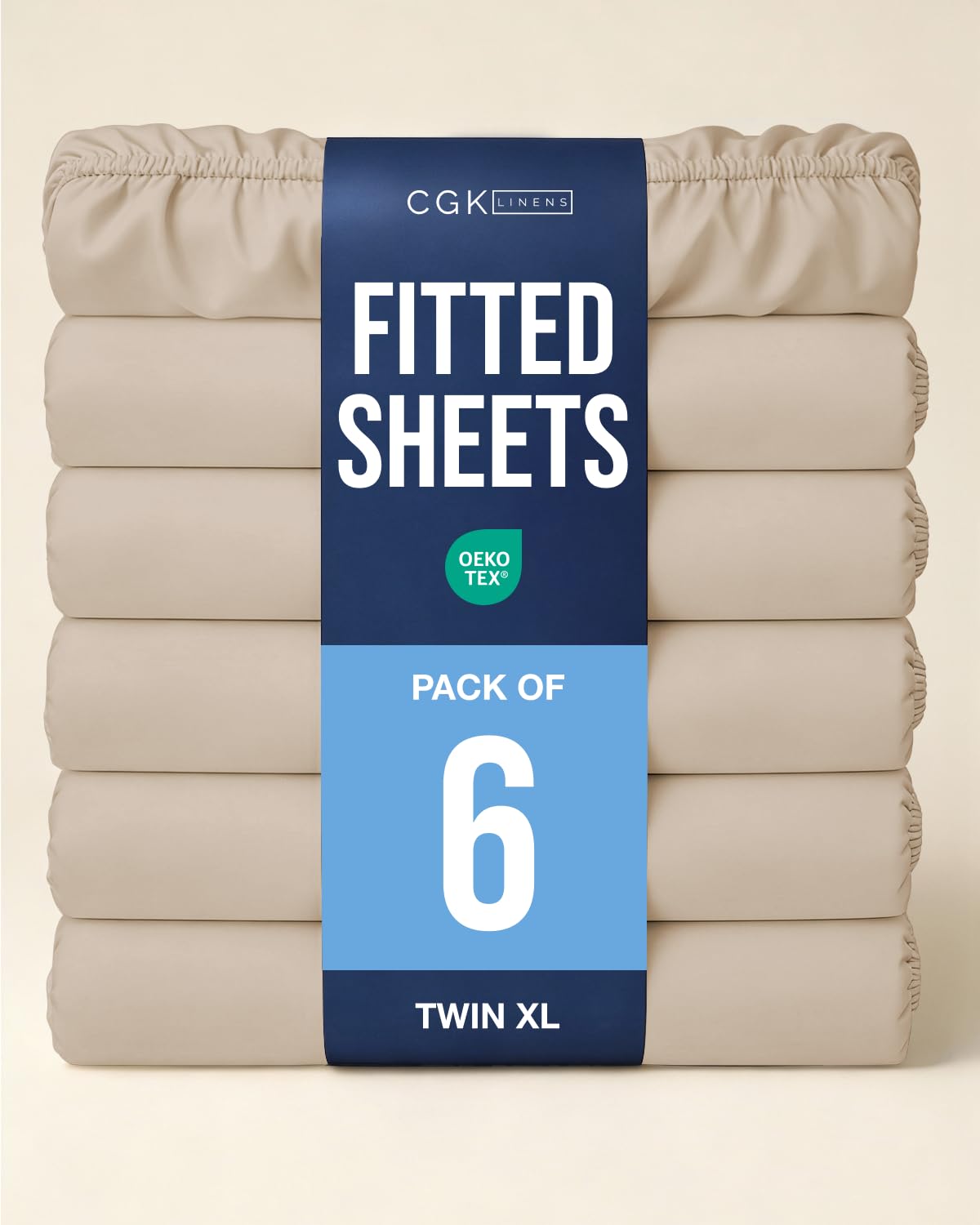 Twin XL Fitted Sheet - Pack of 6 College Dorm Essentials - Cream
