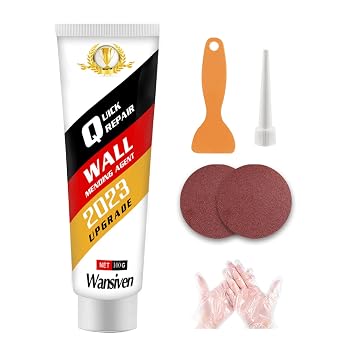 Wansiven Wall Repair Cream - Waterproof Mending Agent, Quick Drying Paste Kit, Effectively Repairs Scratches, Nail Holes, Cracks, Graffiti, Renovation Solutions for White Walls