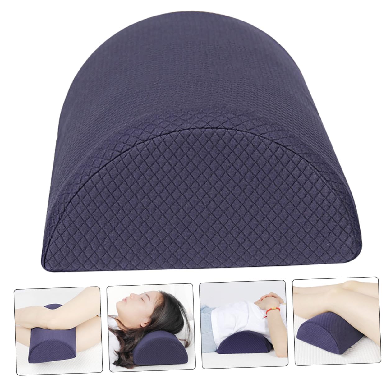 Kniekissen aus Polyester Baumwolle, Navy, Leicht und Atmungsaktiv | Lendenstütze gegen Druck, Halbzylindrisches Design, für Rücken und Beinlagerung im Alltag
