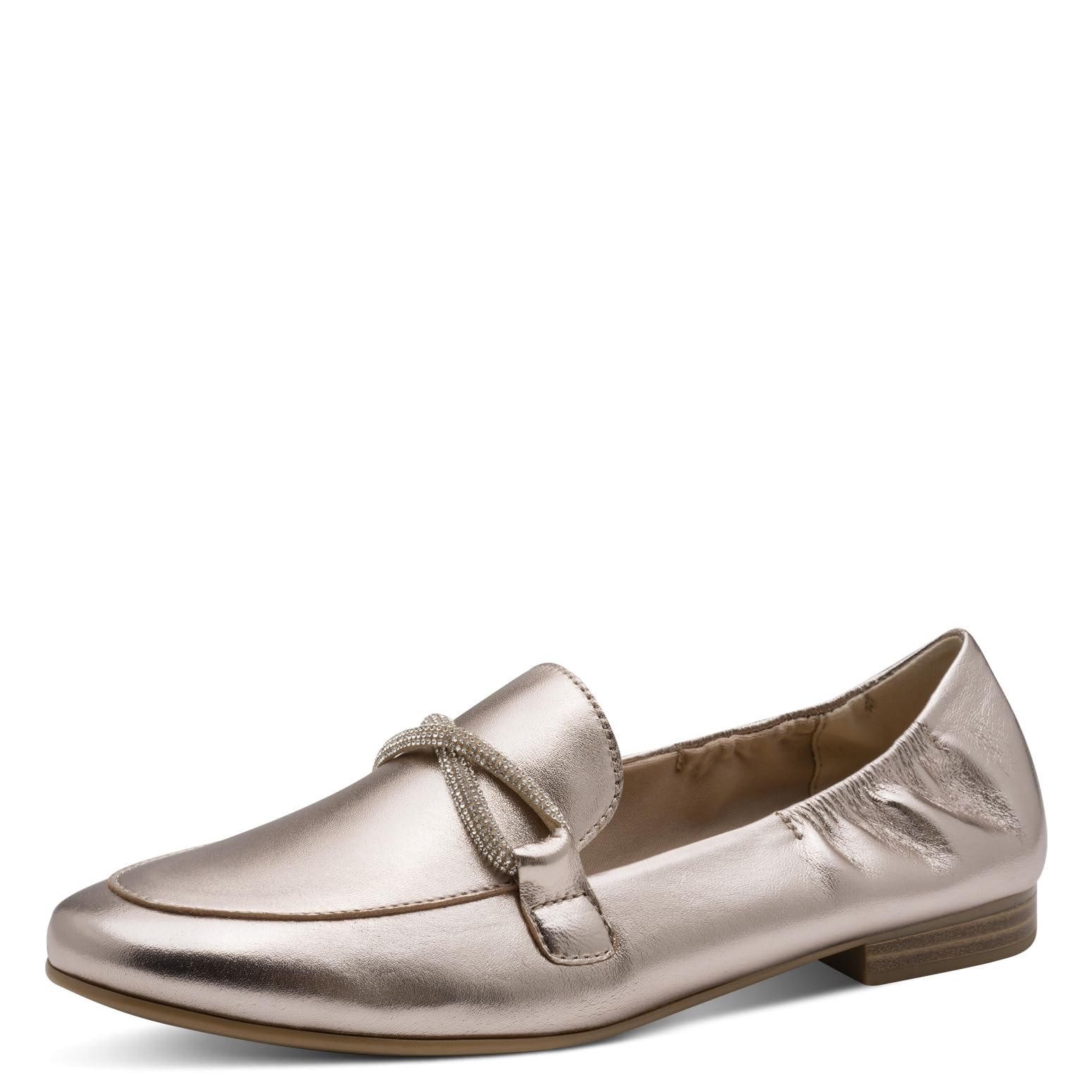 MARCO TOZZI women's loafers soft Feel Me footbed leather soft lining elegant, metallic (PLATINUM), 7.5 UK