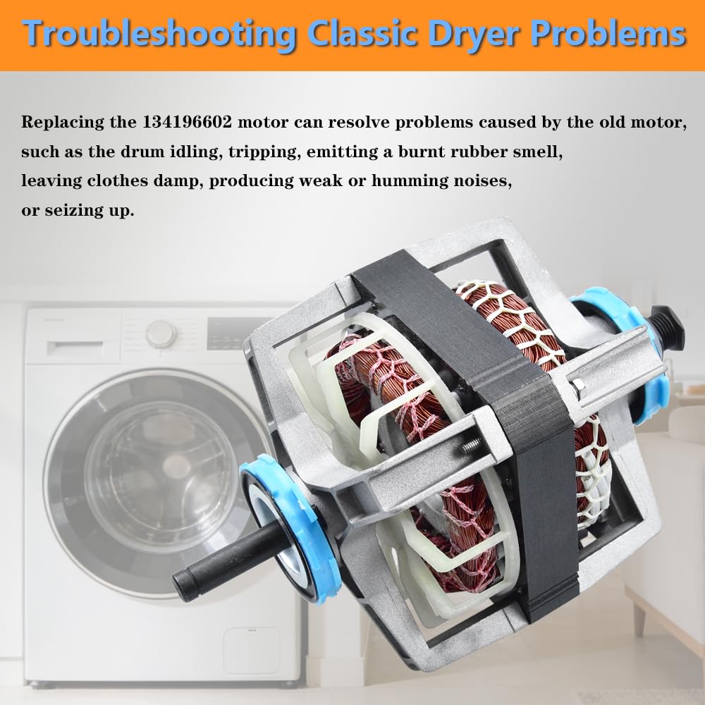 134196601 134196602 Dryer Motor Replacement by BAY Direct for Electrolux Frigidaire Compatible Part Number 134196600 134196601 134196602 AP6783327 PS12584805 4838828