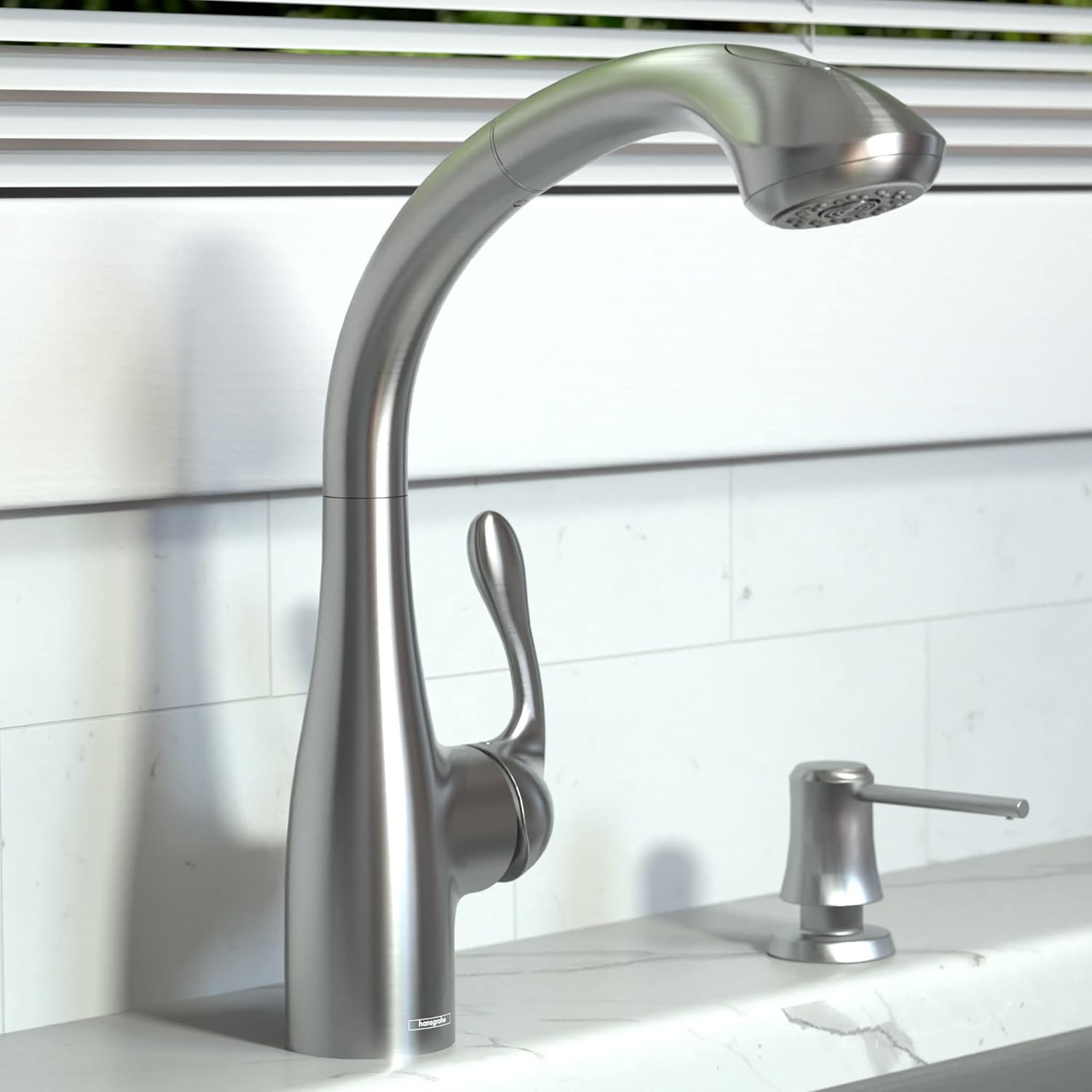 Nеw Prоduсt hansgrohe Allegro E Easy Install 1-Handle 13-inch Tall Stainless Steel Kitchen Faucet with Pull Down Sprayer with QuickClean in Stainless Steel Optic, 06461860,Small