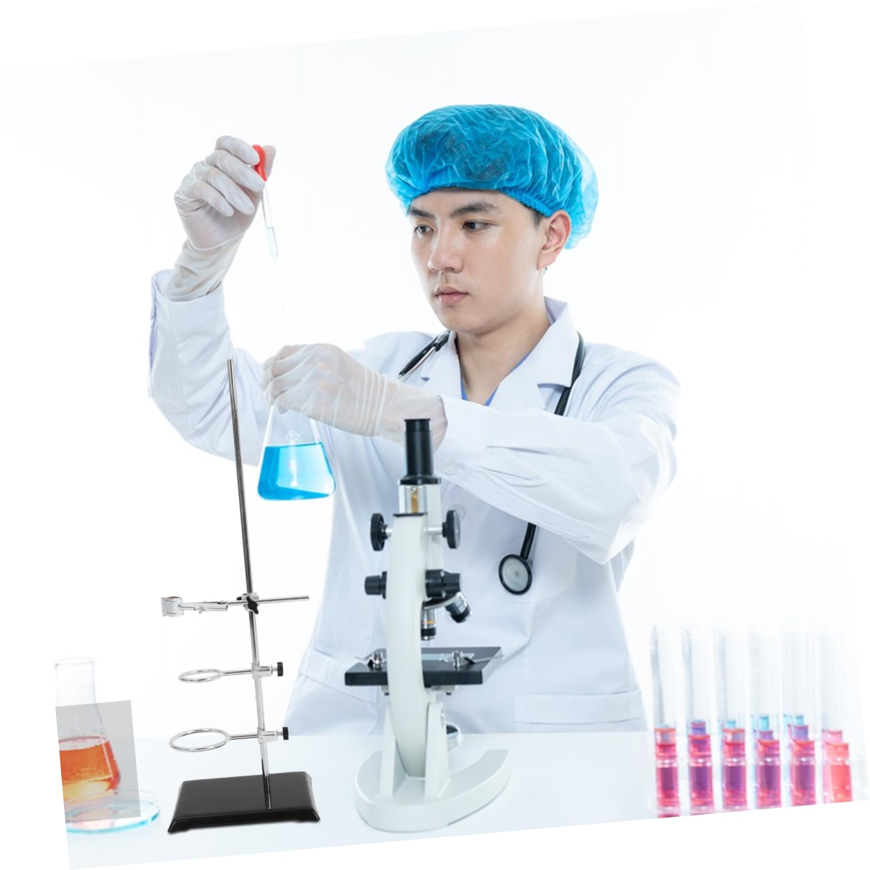 Hohopeti Laborstativ mit Klemme für Physik und Chemieexperimente Stabiles Laborgerätgestell für Filtration und Erhitzung Praktisches Stativ für Laborarbeiten
