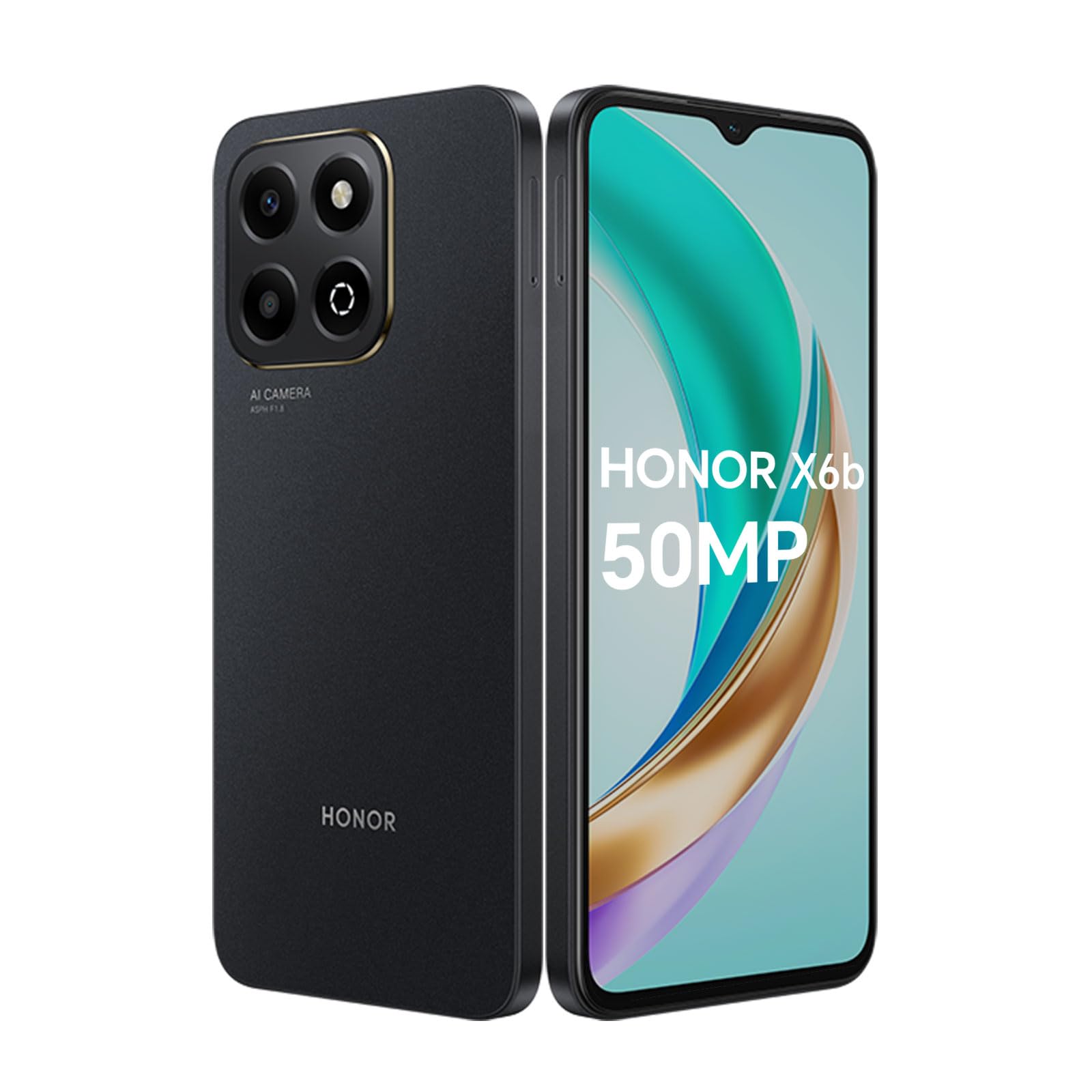 HONOR X6b 4G Smartphone 4GB 128GB, Cámara de 50MP, 5200mAh Batería, 6.56" 90Hz TFTLCD, Android 14, Dual Sim, NFC, Negro
