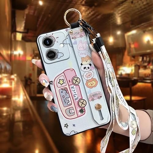 Phone Case Compatible with Honor Play10 4G, Lanyard Wristband Back Cover Protective Waterproof Silicone Dirt-resistant Ring Phon