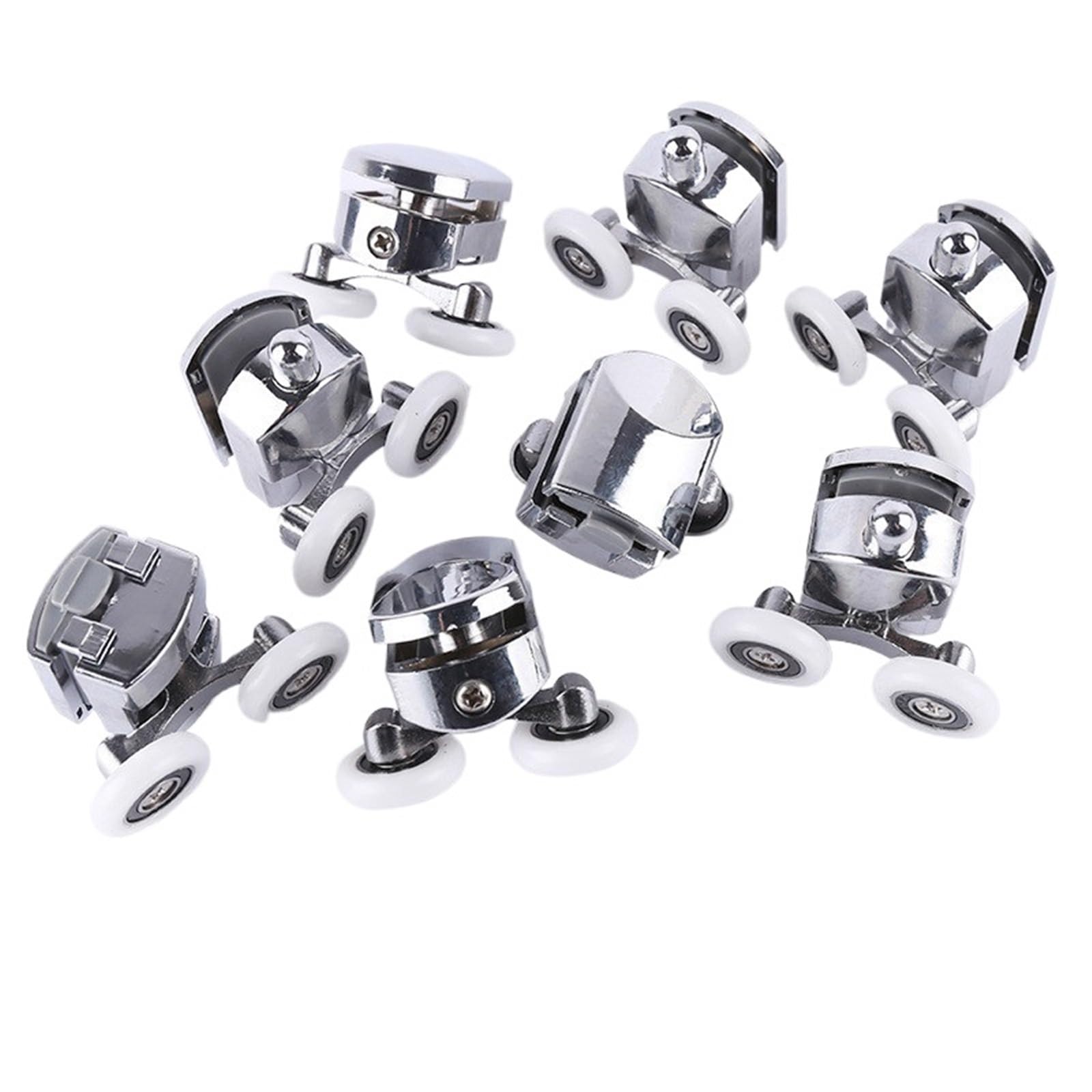 Rodillos para puertas correderas de ducha Rodamiento de rodillos for puerta ducha corrediza aleación zinc 23/25/27 mm, con doble rueda y guías repuesto for vidrio 12-14(4-upper 4-down,25mm)