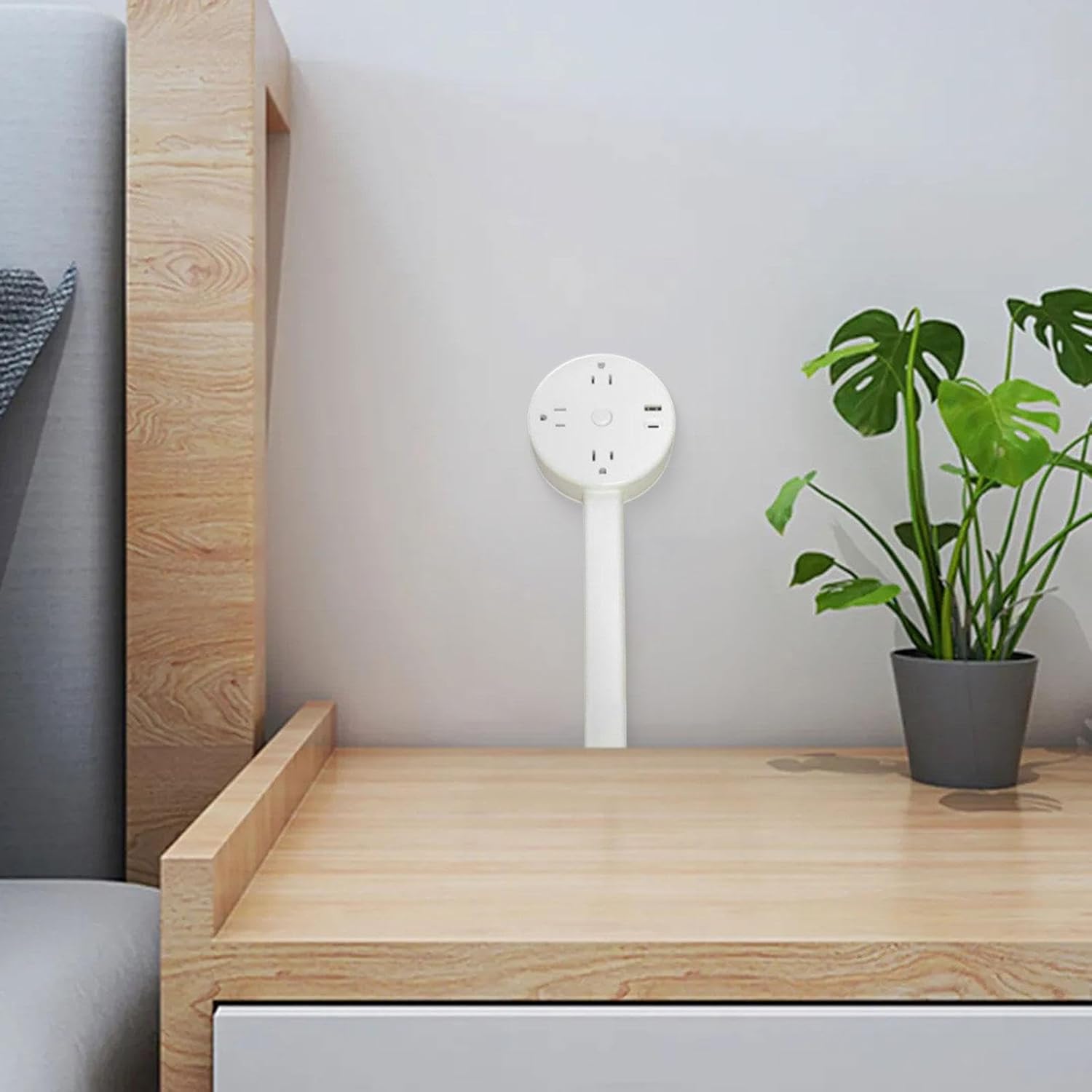 Multi Plug Wall Outlet Extend Accessories Replace USB A USB C and Two Outlets Electrical Outlet Extend White for Home
