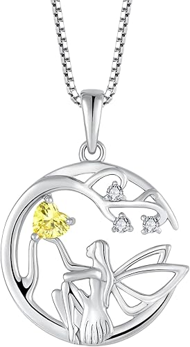 Blaniy Guardian Angel Necklace for Women 925 Sterling Silver Tree of Life Fairy 