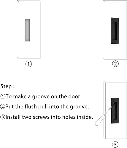 Miniatura 7 de Kindoodos Manijas de puerta empotradas, tiradores de dedo empotrados, herrajes negros de 6 pulgadas, manijas rectangulares de acero inoxidable para