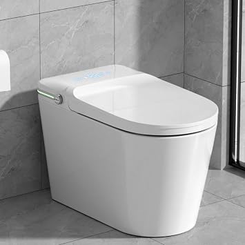 Smart Toilet with Built in Warm Water & Dryer,Auto Open and Close Lid,Instant Warm Water Bidet,Tankless Toilet with Aromatherapy Tablets,Foot Sensor Auto Flushing,In Fahrenheit LED Display