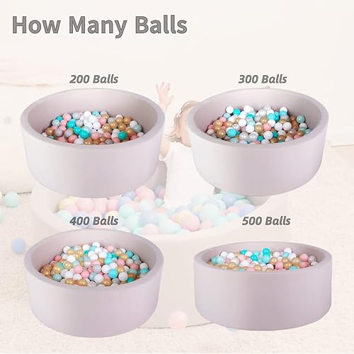 Miniatura 6 de Piscina de bolas de espuma para niños pequeños, 35 pulgadas, suave, redonda y fácil de instalar o limpiar, la piscina de pelotas para bebés es el