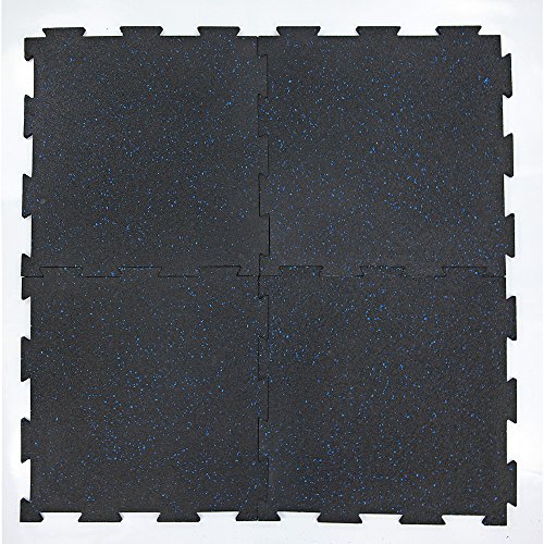 RevTime 6pcs Interlocking Rubber Floor Tile 20"x20"x3/8", 10 mm Thick SBR & EPDM Rubber for Home Gym floor, Fitness Floor, Exercise Equipment Mats and Garage Floors (17 sq.ft)