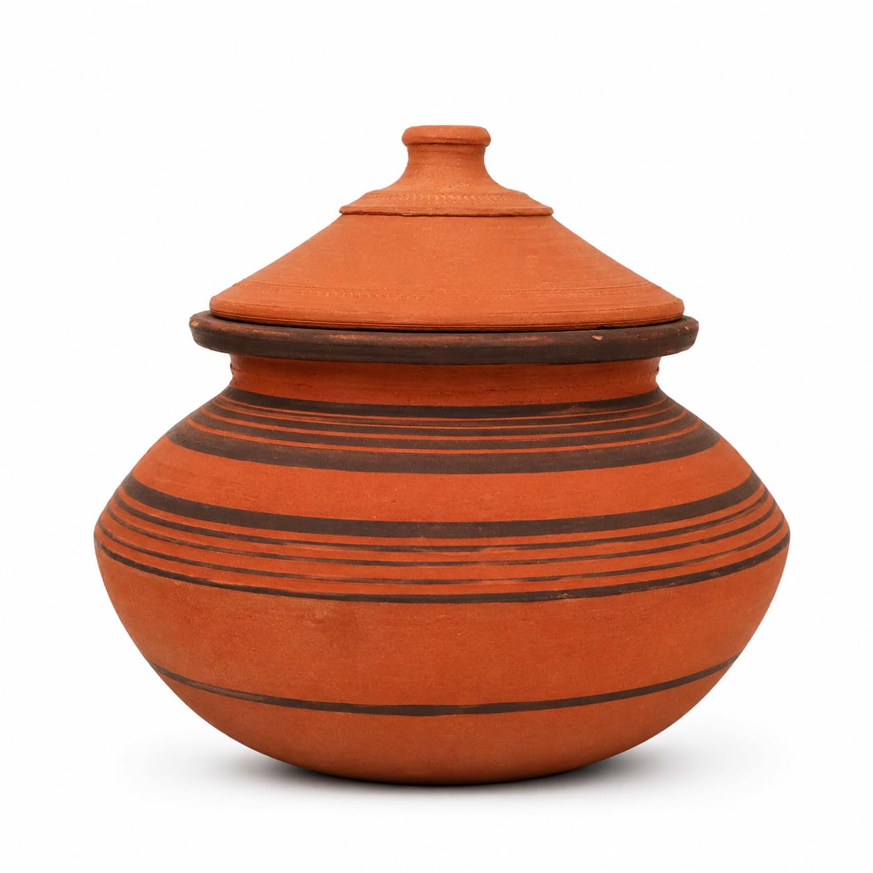 Matti Shree 2 Litre Clay Handi with Lid | Natural Terracotta Earthen Cooking Pot | Gas Stove Compatible | Handmade Mitti Handi for Biryani, Dal, Curry, Rice-image-28