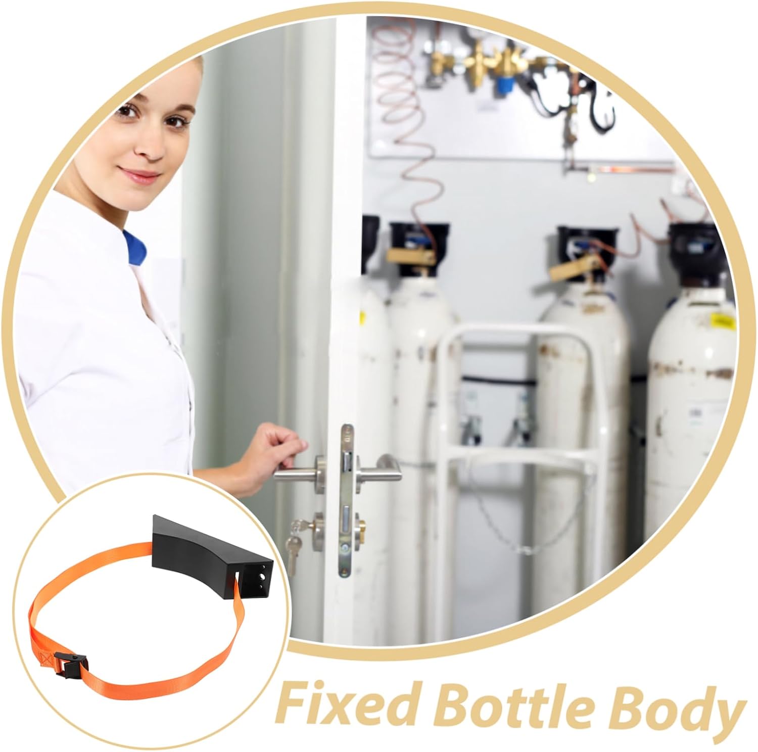 1.5m High Strength Gas Cylinder Retention Strap Propane Cylinder Rack Accessory Nylon Strap for Oxygen Tank Wall Mounted Gas Bottle Bracket