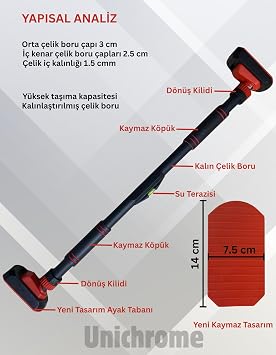 Yeni Nesil 95-125cm Koridor Barfiksi Barfix Aleti Çubuğu Çekme Barı Demiri Bar Kapıya Uygun Değildir