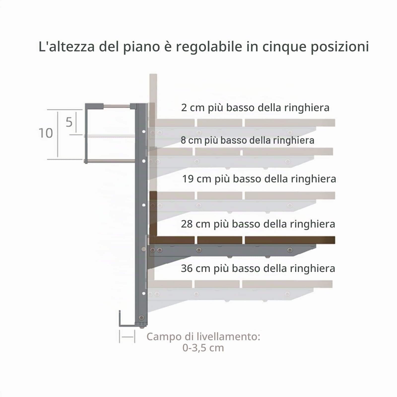 Tavolino da Balcone Esterno, Tavolo Sospeso Ringhiera, Appeso a Esterno, Regolabile in Altezza su 5 Livelli, Salvaspazio, per Pranzare e Studiare (Color : White, Size : 80 * 40cm)