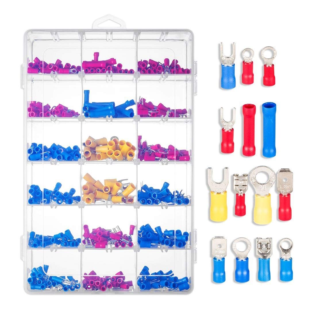Davitu -520 Pcs Assorted Insulated Electrical Wire Terminals Kit Crimp Spade Set Copper + PVC + Tinplate