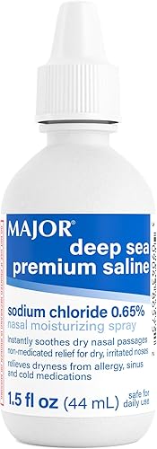 MAJOR Deep Sea Premium Saline - Spray hidratante nasal para alivio de la sequedad y la irritación, cloruro de sodio 0.65% - 1.5 onzas líquidas
