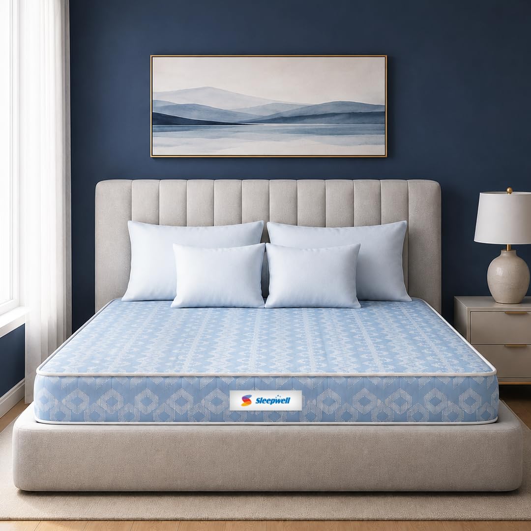 Sleepwell Ortho Mattress | Single Size 78x36x6 Inch | Medium Firm Orthopedic Spine Support | Pressure Point Relief | Resitec Foam with VPF | Neem Fresche Anti-Microbial | 10 Years Warranty