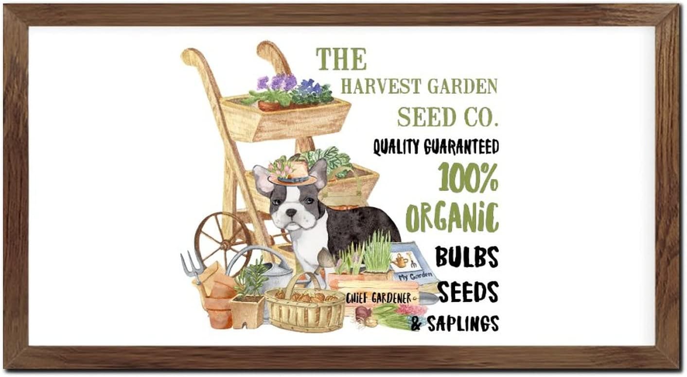 The Dog Pet Owner Vegetables and Flowers Harvest Garden Organic Bulbs Seeds & Saplings Framed Wood Sign Plaque 30cmx55cm, Wooden Wall Table Wall Sign with Inspirational Quotes for Home Decor, Vintage