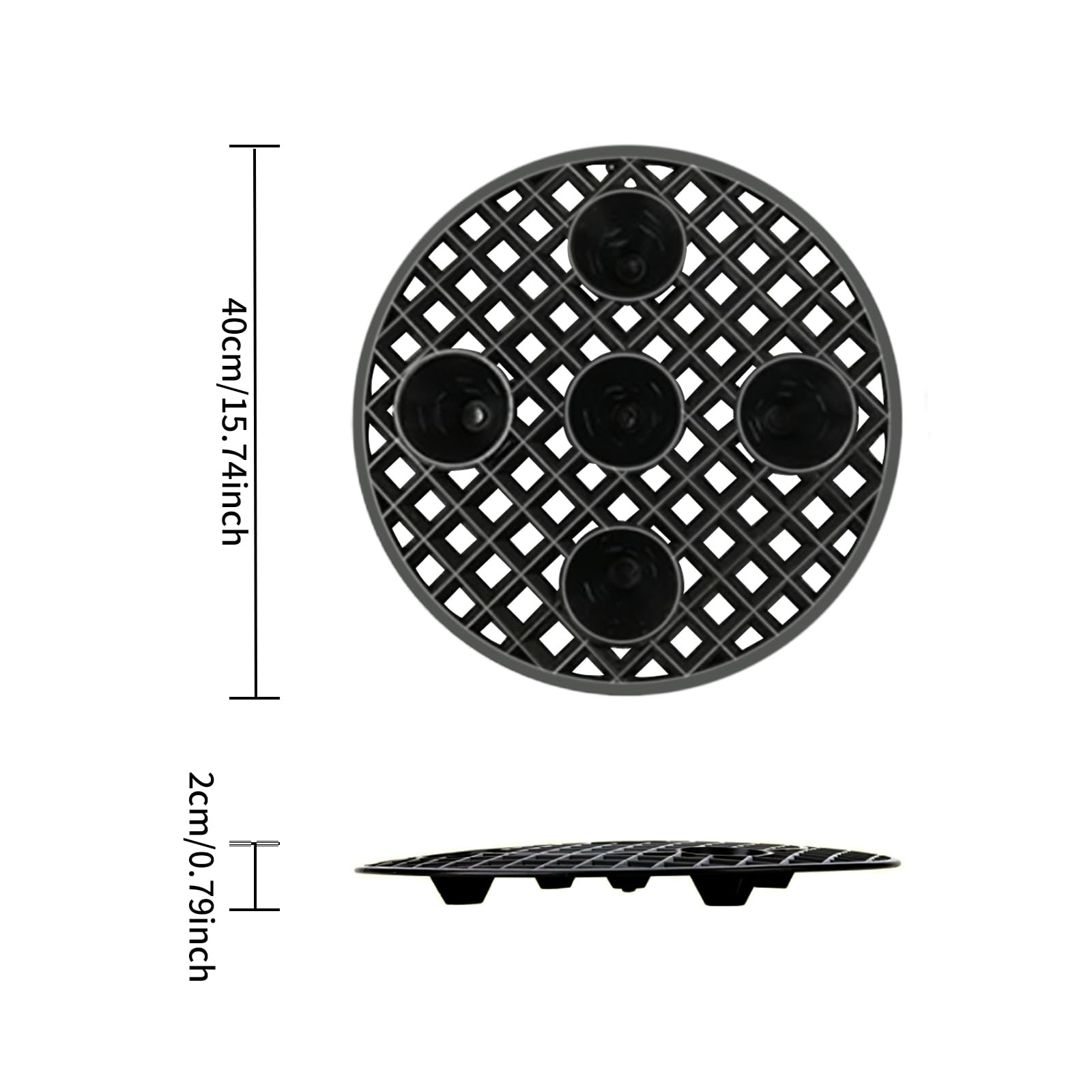 BigKing - Juego de 6 elevadores de macetas redondas negras para proteger el interior y el exterior en la terraza (40 cm)