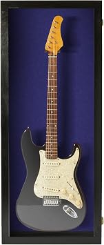 PENNZONI Electric Guitar Display Case - Acrylic Electric Guitar Case - Guitar Display Case Wall Mount, Guitar Wall Case Made from Hardwood Frame & Clear Acrylic | Black w/Blue Felt