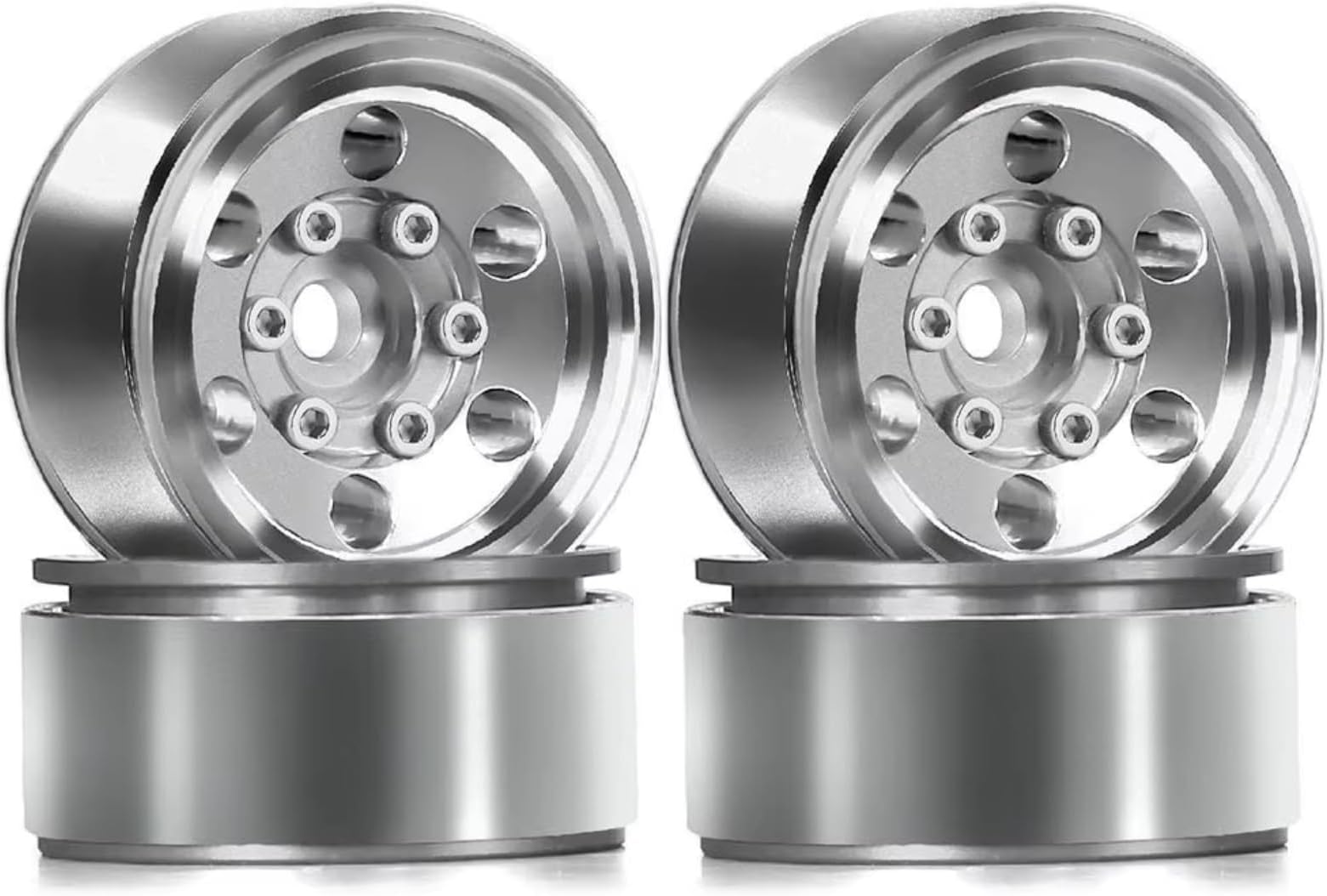 For Traxxas For Trx4-m For Defender For Bronco For Axial For Scx24 For Fms 1/18 4pcs 1 Inch Metal Wheels Upgrade Hub Rim Rc Crawler Car RC Car Tires Rims(Silver)