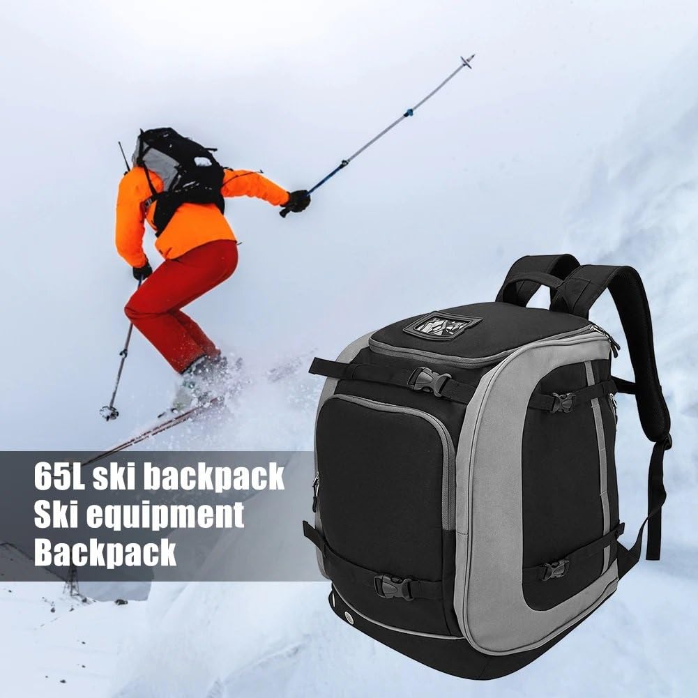 Zaino da sci impermeabile 65 litri per casco e abbigliamento, grande capacità, in tessuto Oxford, per uomo donna, per escursionismo arrampicata
