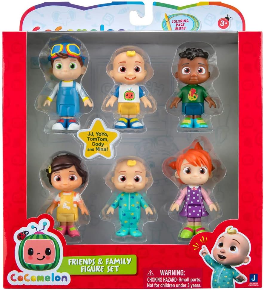 BANDAI CoComelon 6 Figure Family and Friends - Includes JJ, YoYo, TomTom, Nina, Cody - Toys for Kids and Preschoolers