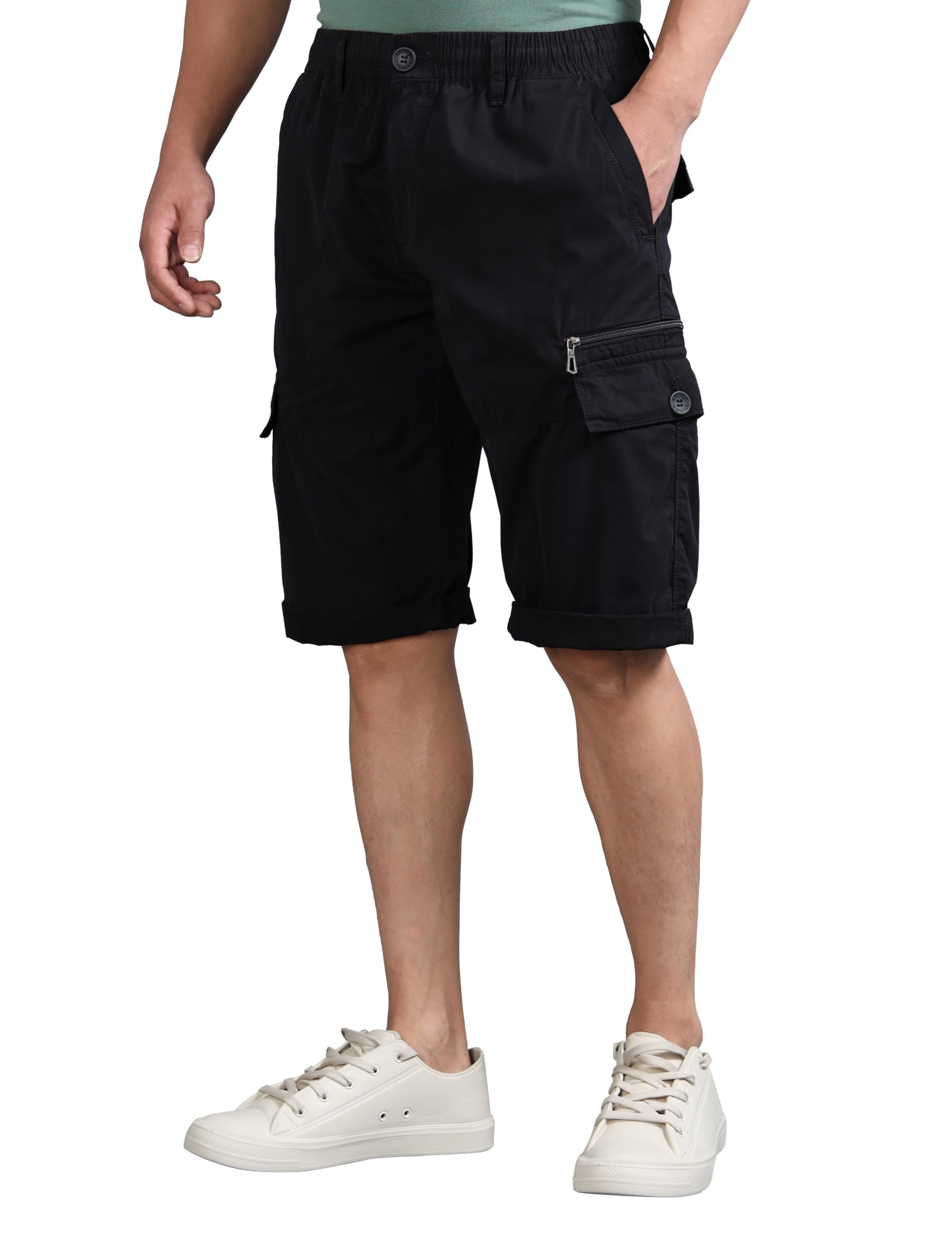 beevee Men's Black 7 Pocket Utility Shorts-picture-29