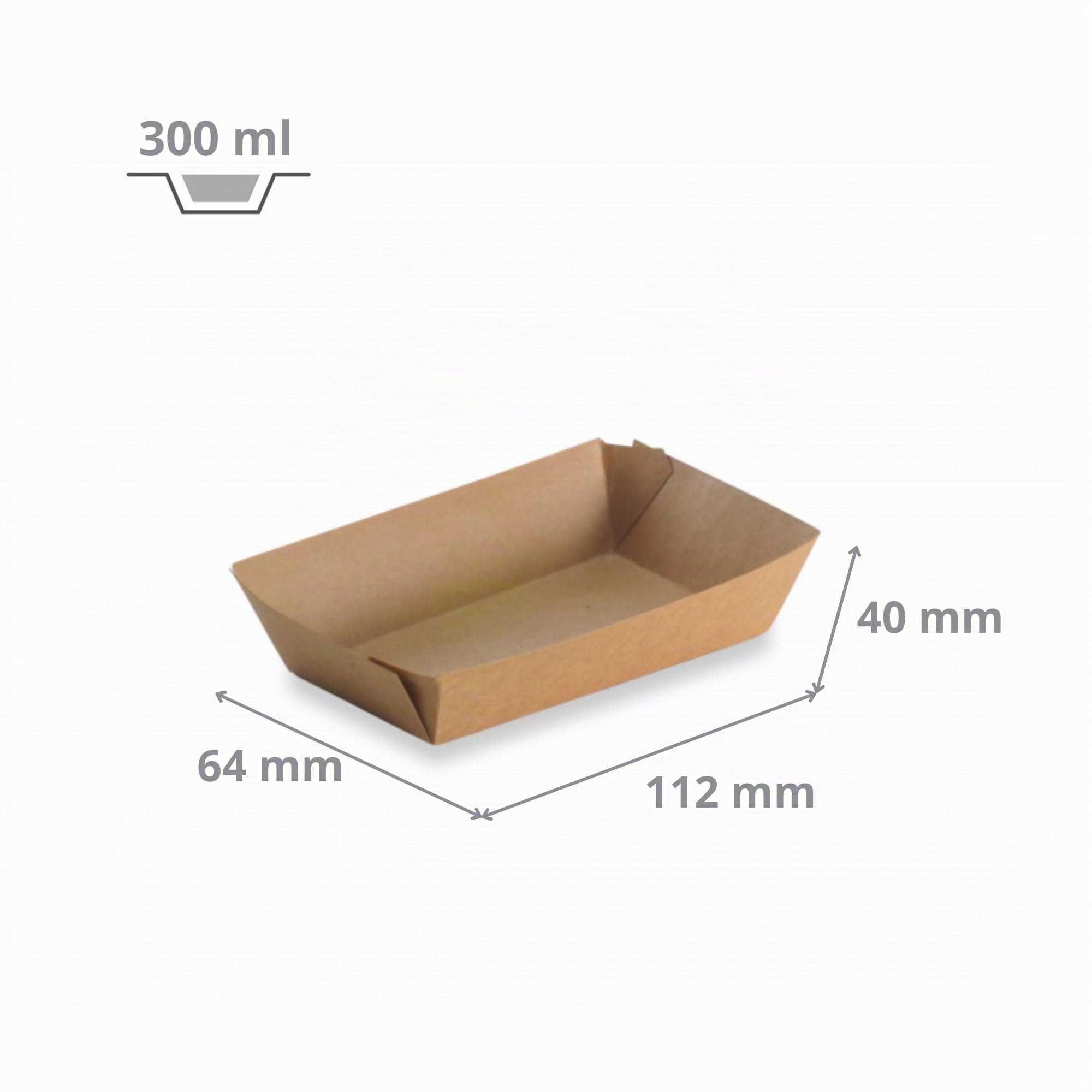 Générique 250 Barquettes à Frites Rectangulaires en Carton Kraft Brun 11,2x6,4x4 cm 300 ml - Barquettes Bateau Économiques pour Restauration Rapide et Événements