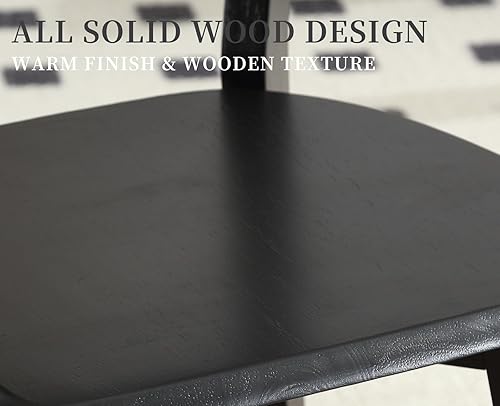 Miniatura 3 de Juego de 4 sillas de comedor de madera negra, modernas de mediados de siglo con respaldo abierto curvo, silla pequeña de madera maciza para