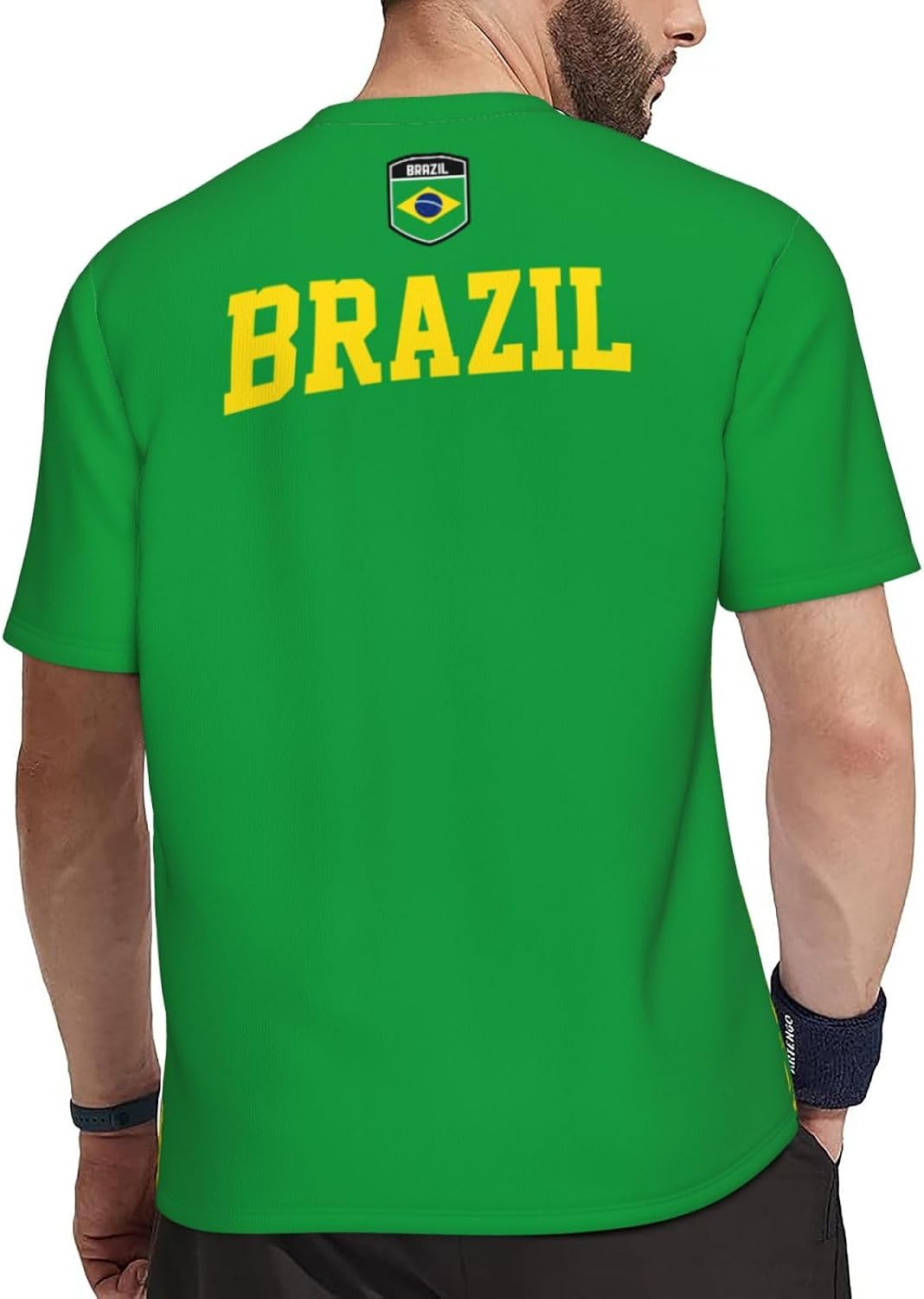 Brazil Flag Grain Sports Mesh T-Shirt Retro Jerseys for Running Soccer