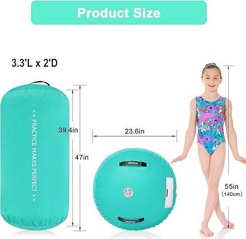 Miniatura 85 de VOFiTNY Gimnasia Equipo de Tumbling Air Barrel Inflable Octágono Vaso Roller Back Bend Trainer Chearleeding Mat Sin Bomba Menta nopump