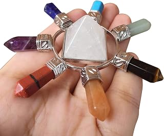 Crystals and Healing Stones,7 Reiki Crystal Points Pyramid Energy Generator Chakra Stones Decorate,Rock Quartz