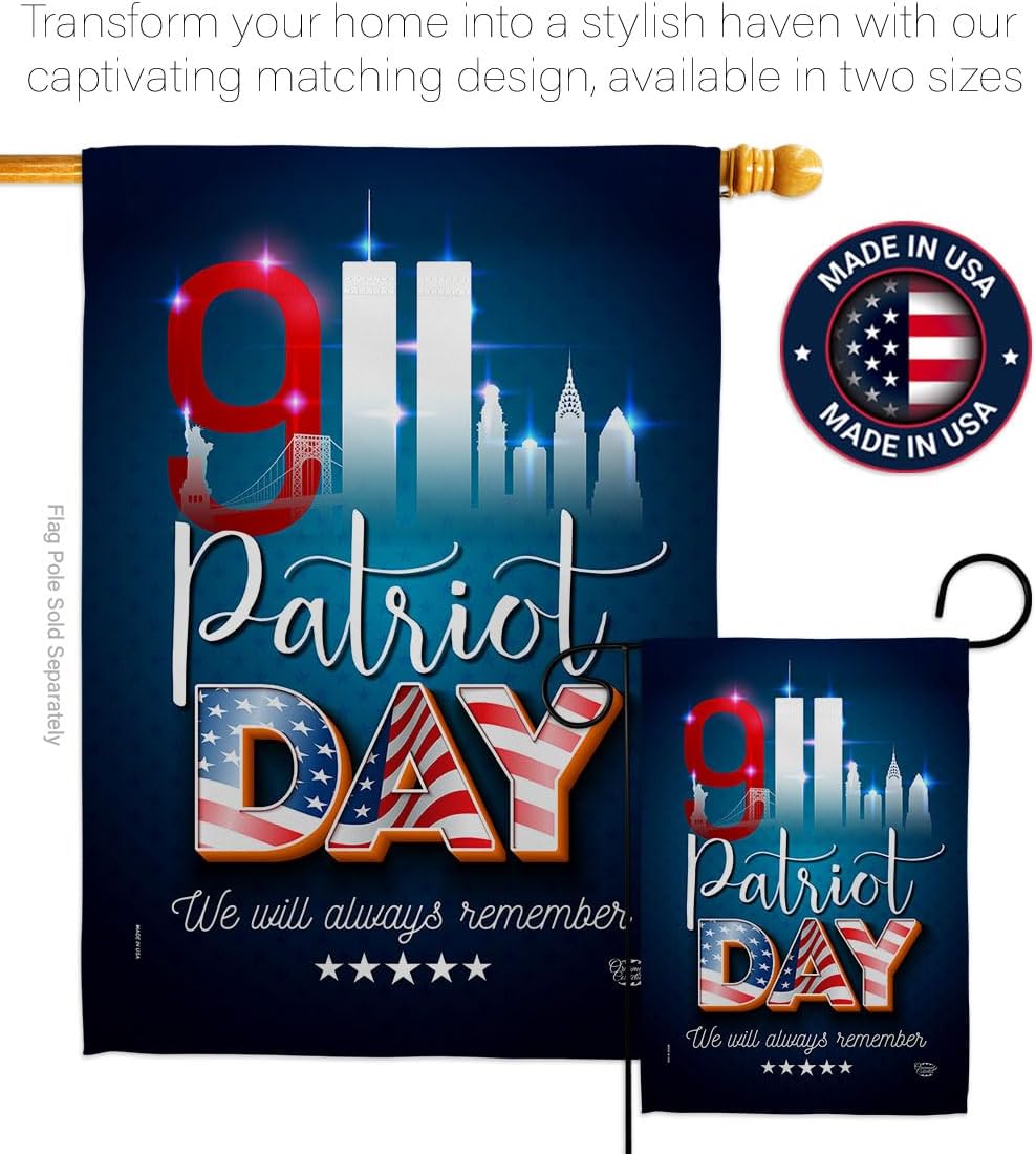 911 Remember Honor Flag Wood Dowel Set 25th Anniversary Patriot Day Wall Decor 2001-2026 Memorial Gifts Commemorative Memorabilia Home Poster Yard Decorations Garden Remembrance Tribute Tapestry image 4