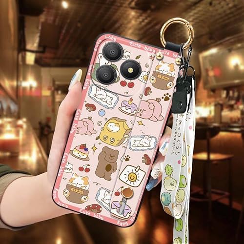 Phone Case Compatible with Blackview Wave 9C, Cute Silicone Design Ring Waterproof Lanyard Wristband Soft case Shockproof Cartoo