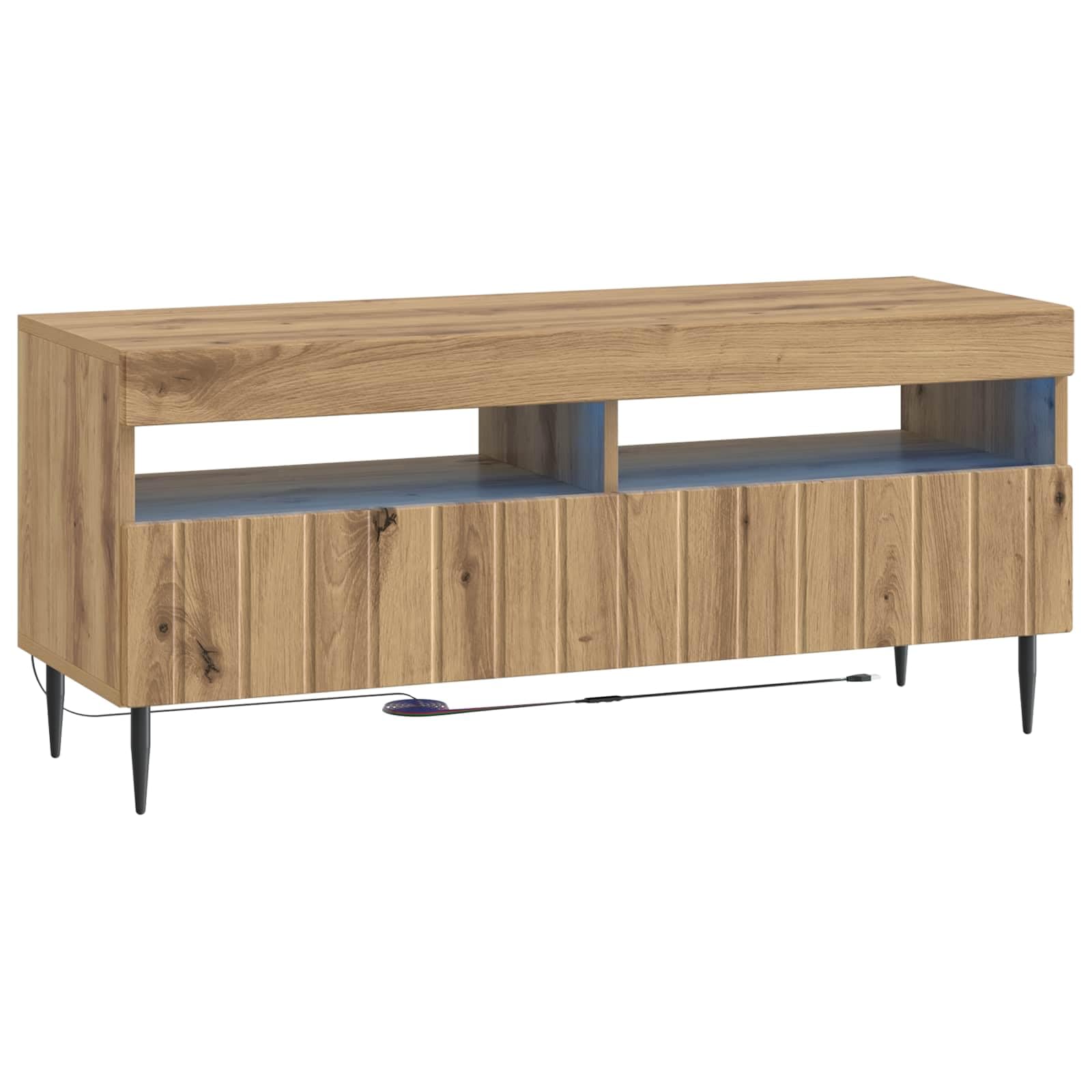 Mueble de TV de 5 piezas de madera con tiras de luces LED