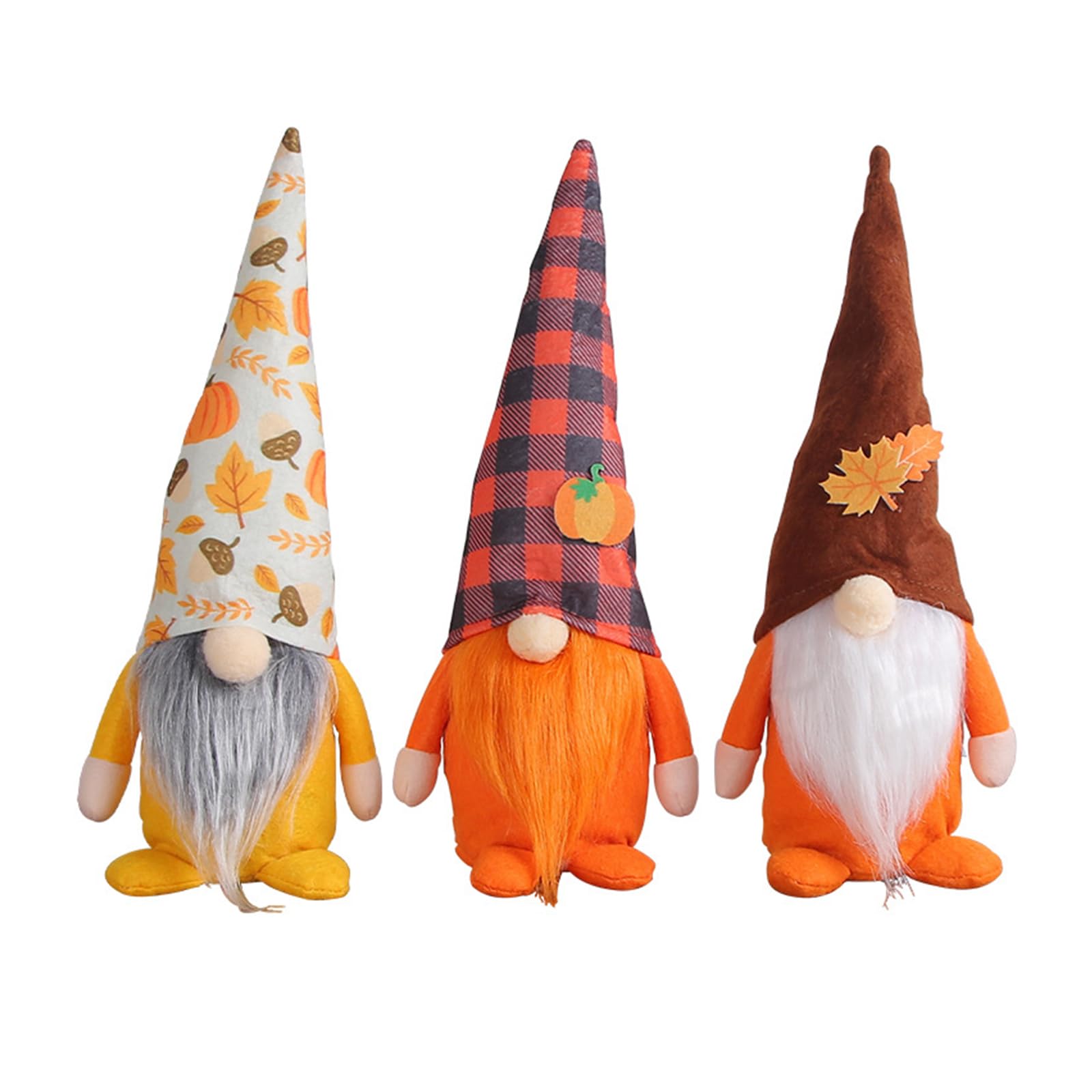 Jazuaiao 3pcs / set Harvest Festival Beard Pumpkin Decorative Ornament for Thanksgiving Festival Party Decoration Gift Supplies